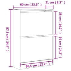 Vidaxl Botník šedý sonoma 60 x 21 x 87,5 cm kompozitní dřevo