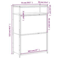 Greatstore Botník dub sonoma 75 x 34 x 112 cm kompozitní dřevo