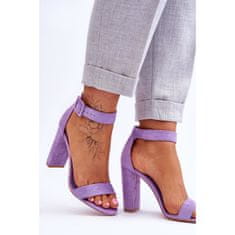 Semišové sandály na podpatku fialové velikost 40