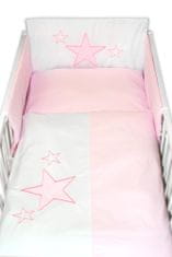 Baby Nellys Mantinel s povlečením Baby Stars - růžový, vel. 135x100, 40x60cm