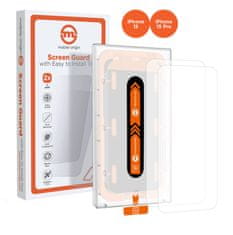 Mobile-origin Mobile Origin Orange Screen Guard iPhone 15 Pro/15 with easy applicator, 2 pack