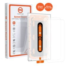 Mobile-origin Mobile Origin Orange Screen Guard iPhone 15 Pro Max/15 Plus with easy applicator, 2 pack