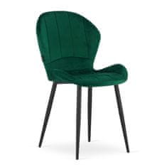 vyprodejpovleceni Zelená sametová židle TERNI s černými nohami