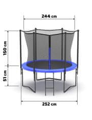 vyprodejpovleceni Modrá zahradní trampolína BARS 244 cm s ochrannou sítí a žebříkem
