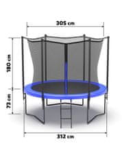vyprodejpovleceni Modrá zahradní trampolína BARS 305 cm s ochrannou sítí a žebříkem