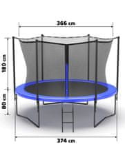 vyprodejpovleceni Modrá zahradní trampolína BARS 365 cm s ochrannou sítí a žebříkem