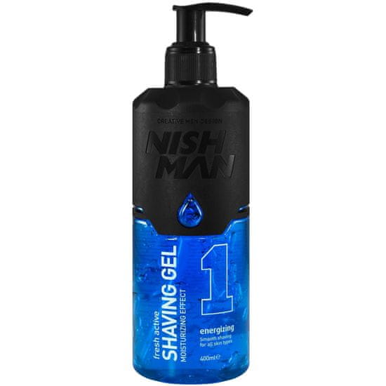 NISHMAN Shave Gel Energizing gel na holení, 400ml Shave Gel Energiz, umožňuje důkladné a precizní oholení