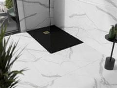 Mexen Stone+ obdélníková sprchová vanička 100 x 70, černá, mřížka zlatá (44707010-G)