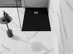 Mexen Stone+ obdélníková sprchová vanička 100 x 70, černá, mřížka zlatá (44707010-G)