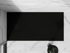 Mexen Stone+ obdélníková sprchová vanička 200 x 100, černá, mřížka černá (44701020-B)