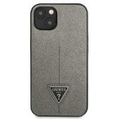 Guess hard silikonový obal na iPhone 13 Mini 5.4" Silver Saffiano Triangle Logo