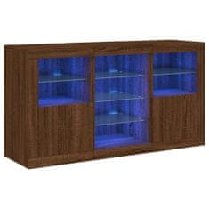 Vidaxl Příborník s LED osvětlením hnědý dub 123 x 37 x 67 cm