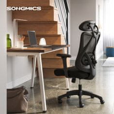 Songmics Kancelářská židle ergonomická, nastavitelná výška, loketní opěrky, síťovaná