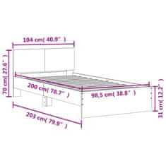 Greatstore Rám postele s čelem dub sonoma 100 x 200 cm kompozitní dřevo