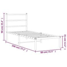 Vidaxl Kovový rám postele bez matrace s čelem bílý 75 x 190 cm