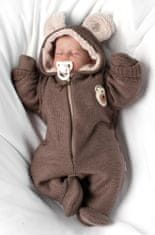 Baby Nellys Oteplená pletená kombinéza s rukavičkama Teddy Bear, dvouvrstvá, hnědá,vel.62