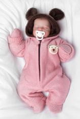 Baby Nellys Oteplená pletená kombinéza s rukavičkama Teddy Bear, dvouvrstvá,růžová,vel.68