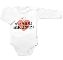 Baby Nellys Vtipné body dlouhý rukáv, Nejmenší, ale nejdůležitější, bílé, vel. 56