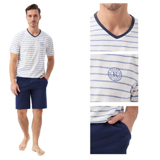 Luna Pánské pyžamo LUNA 802 blue striped navy M