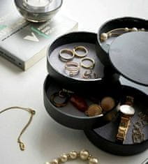 Camerazar Organizér na šperky Kulatá skříňka, průměr 9,8 cm, plast s plstěným vnitřkem
