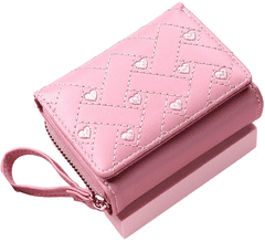 Camerazar Elegantní Malá Dámská Peněženka se Srdíčky, Růžová, kvalitní umělé kůže, 10.5x8x3.7 cm