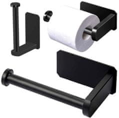Camerazar Samolepicí nástěnný držák toaletního papíru Loft, černý matný, nerezová ocel, 13.5x7.5 cm