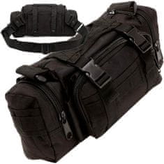 Camerazar Velká taktická vojenská taška ledvinka, černá, polyester 600D, 30x8x18 cm