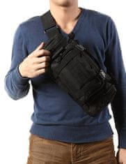 Camerazar Velká taktická vojenská taška ledvinka, černá, polyester 600D, 30x8x18 cm
