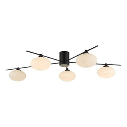 shumee Stropní svítidlo Jasper 5l Semi Flush Matt Black Opal Glass