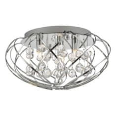 shumee Stropní svítidlo Davian 3 Light Flush Crystal & Polished Chrome