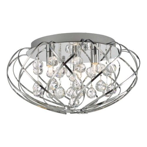 shumee Stropní svítidlo Davian 3 Light Flush Crystal & Polished Chrome