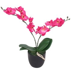 Vidaxl Umělá rostlina orchidej s květináčem 30 cm červená