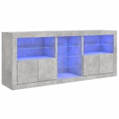 Vidaxl Příborník s LED osvětlením betonově šedý 181,5 x 37 x 67 cm