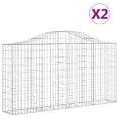 Vidaxl Klenuté gabionové koše 2 ks 200x30x100/120cm pozinkované železo