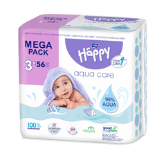 Bella Happy Baby mega pack čistící ubrousky Aqua care 3 x 56 ks