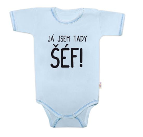 Baby Nellys Body krátký rukáv s vtipným textem Baby Nellys, Já jsem tady ŠÉF! vel. 74