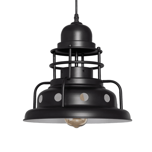 shumee Retro průmyslová černá závěsná lampa 30cm E27 Abruzzo Gobo