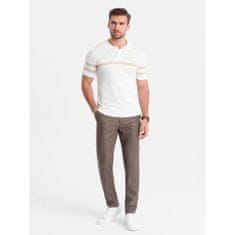 OMBRE Pánské klasické chino kalhoty SLIM FIT tmavě béžové MDN124458 S