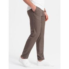 OMBRE Pánské klasické chino kalhoty SLIM FIT tmavě béžové MDN124458 S