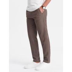 OMBRE Pánské klasické chino kalhoty SLIM FIT tmavě béžové MDN124458 S