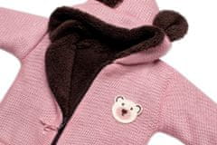 Baby Nellys Oteplená pletená bundička Teddy Bear, dvouvrstvá, růžová, vel. 92/98
