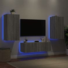 Greatstore 3dílná obývací stěna s LED osvětlením šedá sonoma
