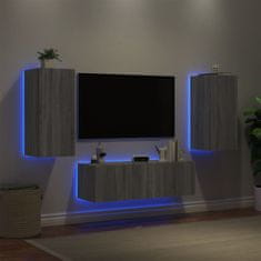 Greatstore 3dílná obývací stěna s LED osvětlením šedá sonoma