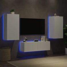 Greatstore 3dílná obývací stěna s LED osvětlením bílá