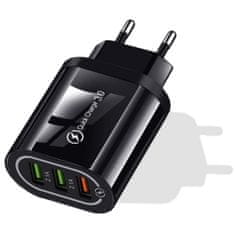 OEM Nabíječka do sítě rychlé nabíjení 3xUSB QC 3.0 (BK373) - černá