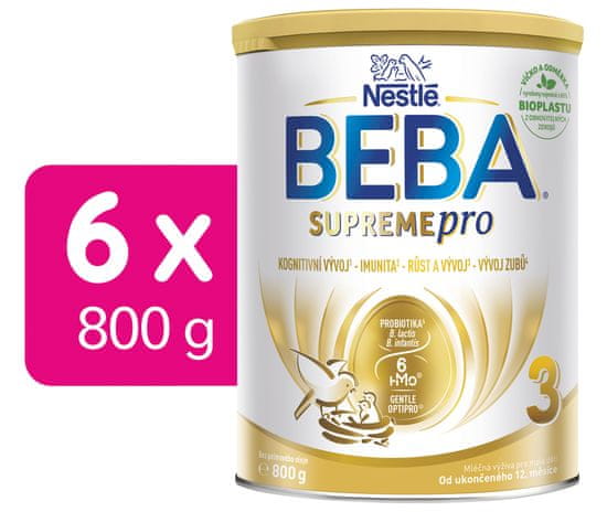 BEBA SUPREMEpro 3, 6 HMO, mléko pro malé děti, 6 x 800 g