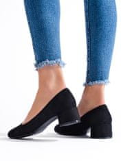 Amiatex Luxusní lodičky dámské černé na plochém podpatku + Ponožky Gatta Calzino Strech, černé, 36