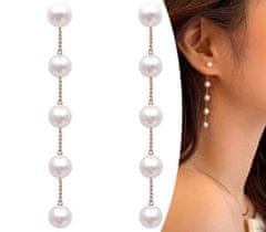 For Fun & Home Dámské dlouhé perlové náušnice s puzetovým zapínáním, délka 7 cm, šířka 1 cm