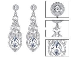For Fun & Home Dlouhé svatební náušnice ze stříbrného šperkového kovu s kubickými zirkony, délka 6 cm