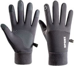 Camerazar Pánské zateplené dotykové rukavice, šedá, elastan-polyester, velikost L